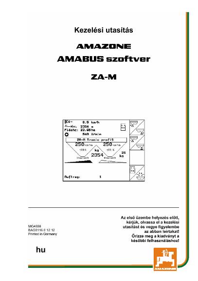 Kezelési útmutató SOFTWARE AMABUS ZA-M