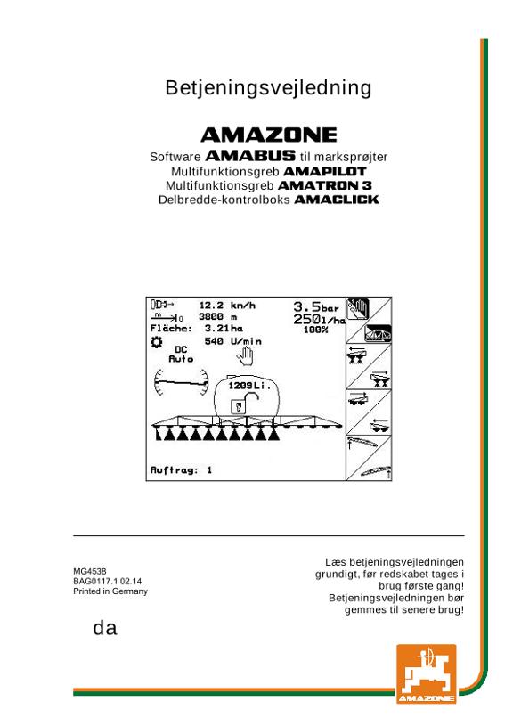Brugsanvisning Software AMABUS Feldspritze