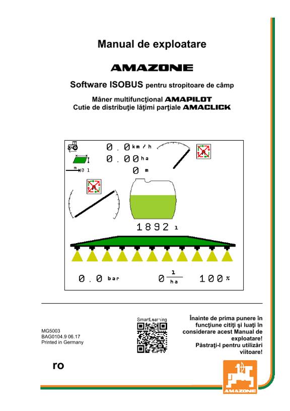 Instrucţiuni de utilizare ISOBUS SOFTWARE SPRITZE 