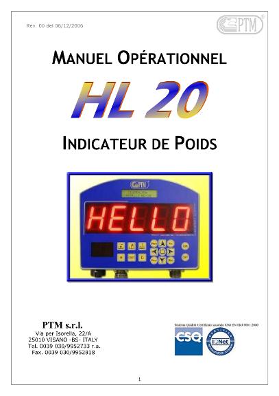 Notice d'utilisation HL50 Indicateur de Poids - EDX
