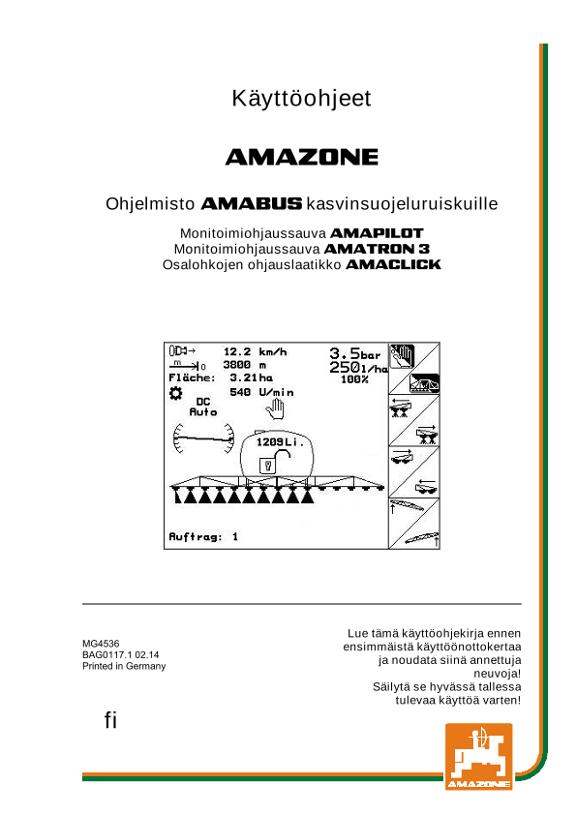 Käyttöohjekirja Software AMABUS Feldspritze