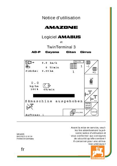 Notice d'utilisation SOFTWARE AMABUS CAYENA/CITAN/CIRRUS/AD-P