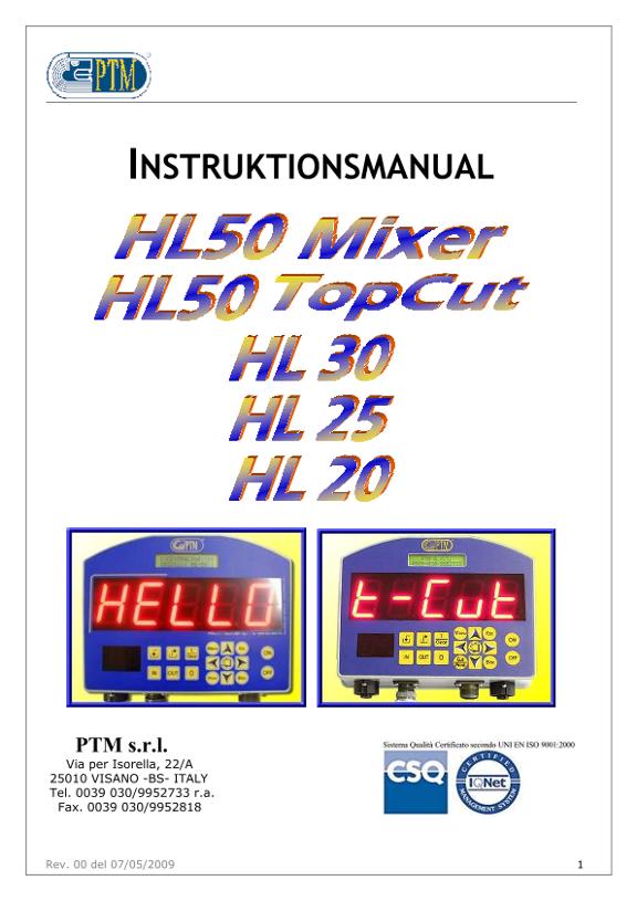 Brugsanvisning HL50 Mixer/HL50 Top Cut/HL30/HL25/HL20 - EDX