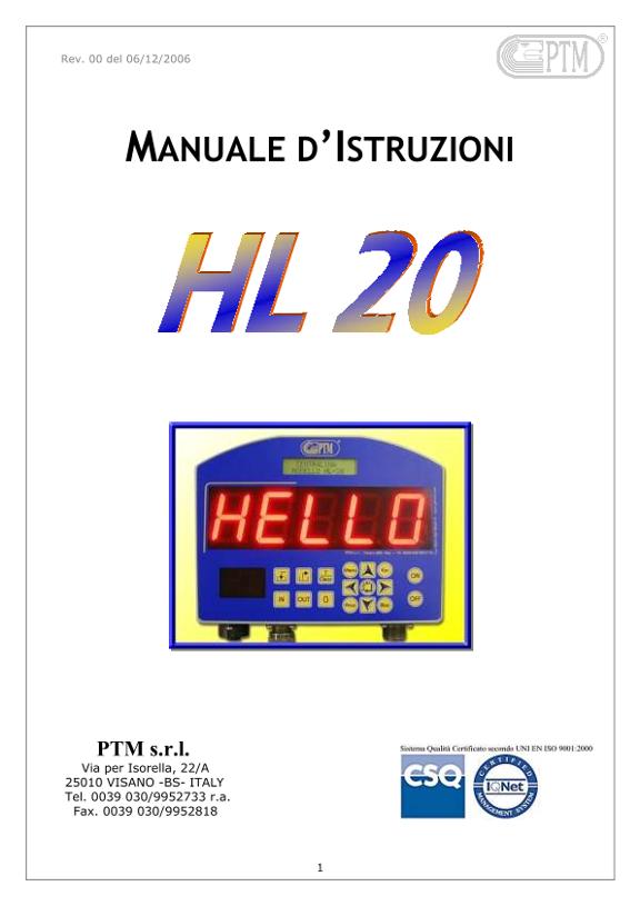 Manuale d'istruzioni HL20 - EDX