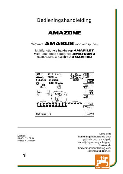 Bedieningshandleiding Software AMABUS Feldspritze