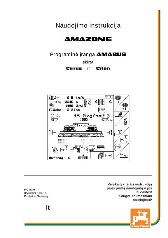 Naudojimo instrukcija Software AMABUS Citan 00 / Cirrus 01
