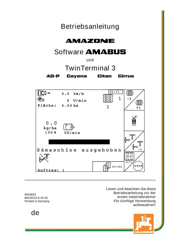 Betriebsanleitung SOFTWARE AMABUS CAYENA/CITAN/CIRRUS/AD-P