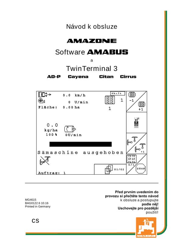 Návod na obsluhu SOFTWARE AMABUS CAYENA/CITAN/CIRRUS/AD-P   