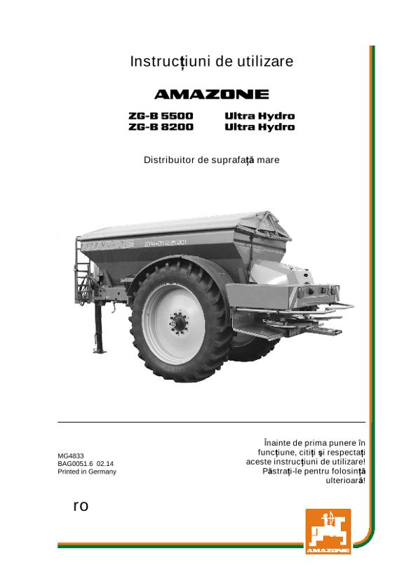 Instrucţiuni de utilizare ZG-B 5500/8200 ULTRA HYDRO 