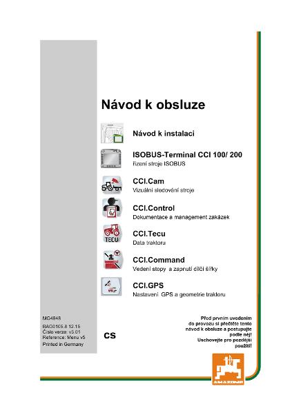 Návod na obsluhu CCI ISOBUS TERMINAL