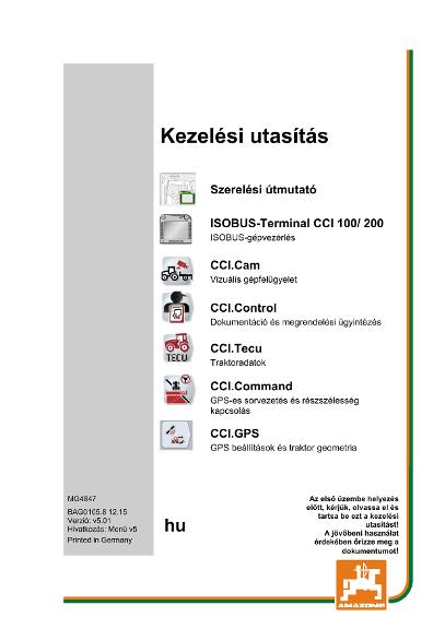 Kezelési útmutató CCI ISOBUS TERMINAL