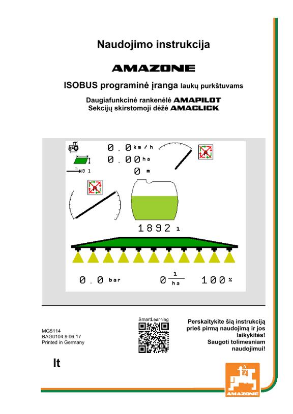Naudojimo instrukcija ISOBUS SOFTWARE SPRITZE