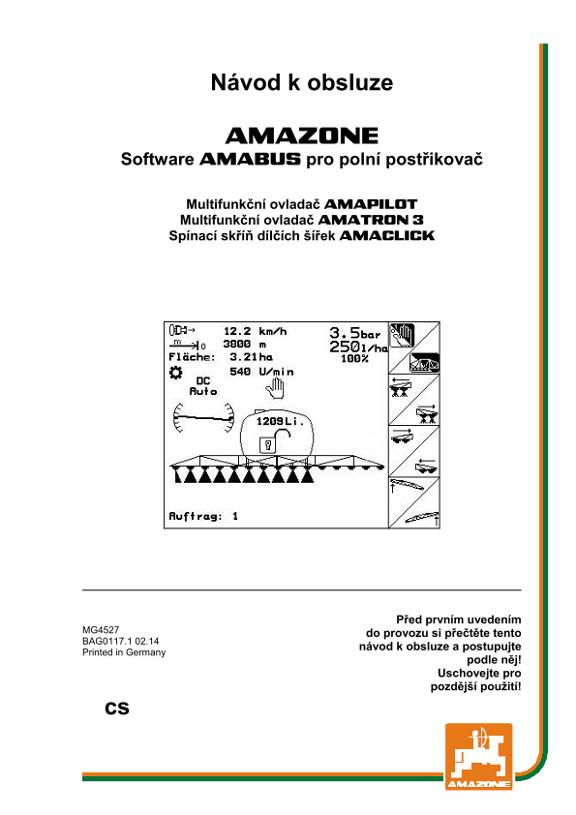 Návod na obsluhu Software AMABUS Feldspritze