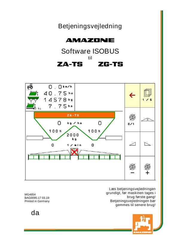 Brugsanvisning ISOBUS SOFTWARE ZA-TS /ZG-TS