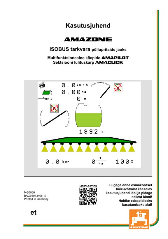 Kasutusjuhend ISOBUS SOFTWARE SPRITZE 
