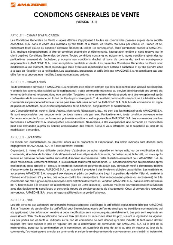 CONDITIONS GENERALES DE VENTE Auenau 2015
