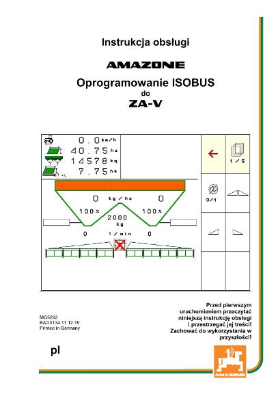 Instrukcja obsługi ISOBUS SOFTWARE ZA-V 