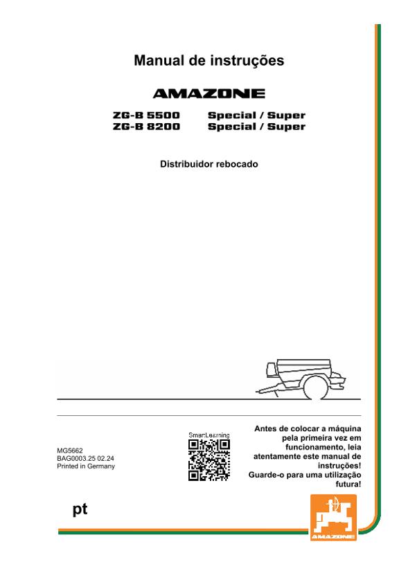 Manual de Instruções ZG-B 5500/8200 SPECIAL/SUPER/DRIVE 