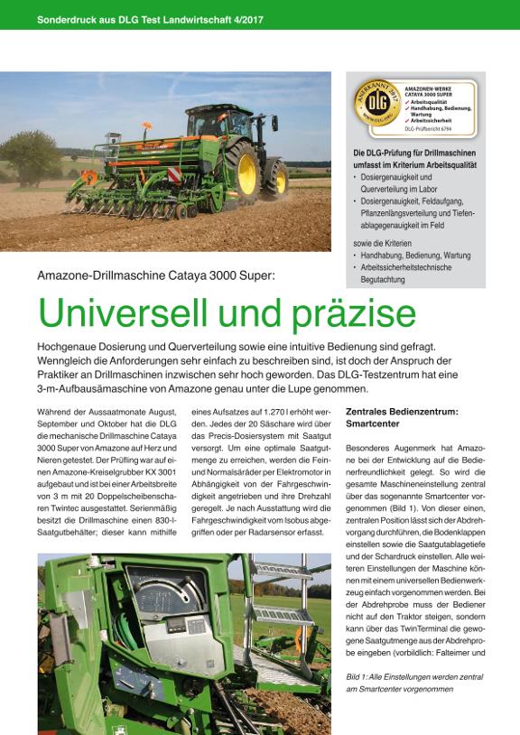 Sonderdruck aus DLG Test Landwirtschaft: 4/2017 -  Amazone Cataya 3000 Super 