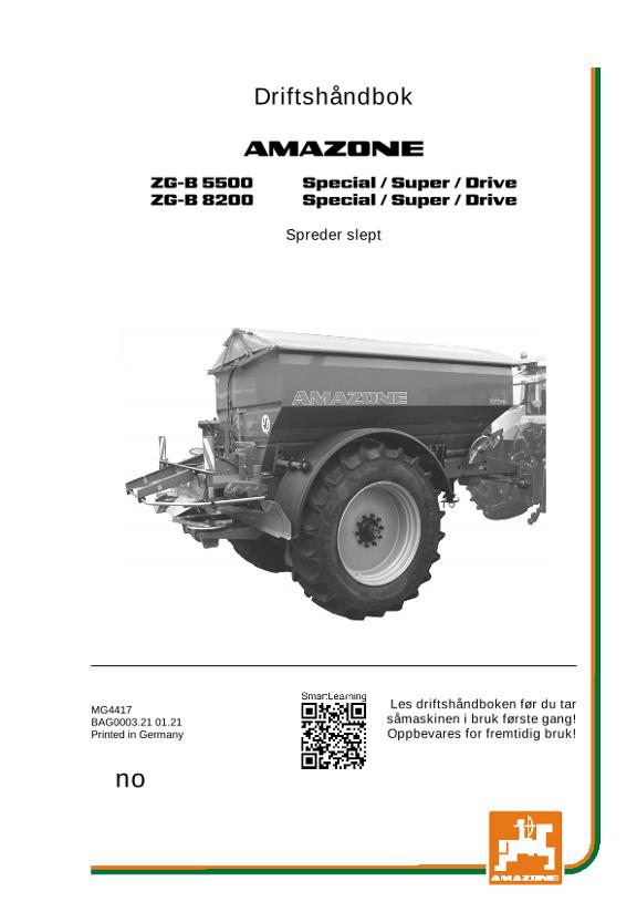 Instruksjonsboka ZG-B 5500/8200 SPECIAL/SUPER/DRIVE 