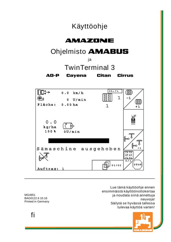Käyttöohjekirja SOFTWARE AMABUS CAYENA/CITAN/CIRRUS/AD-P