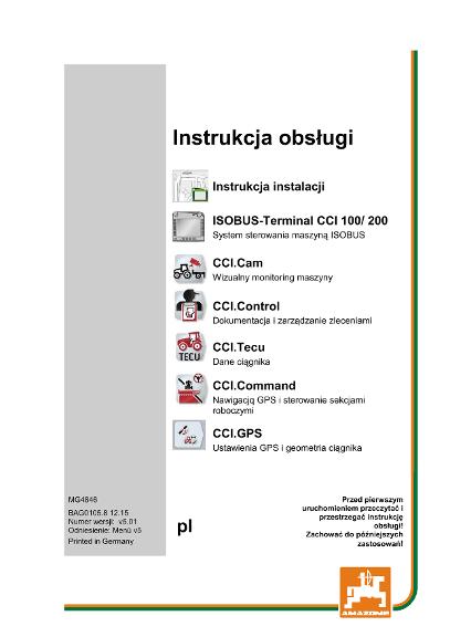 Instrukcja obsługi CCI ISOBUS TERMINAL