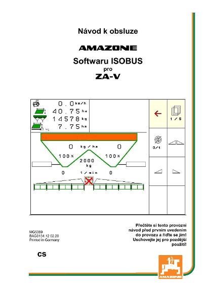 Návod na obsluhu ISOBUS SOFTWARE ZA-V