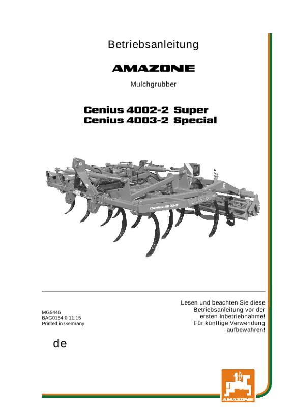 Betriebsanleitung CENIUS 4002-2 SUPER / 4003-2 SPECIAL