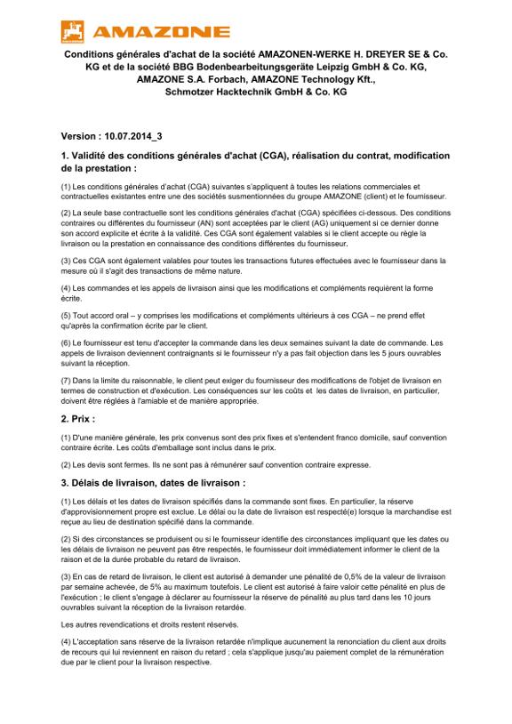 Conditions générales d'achat de la société