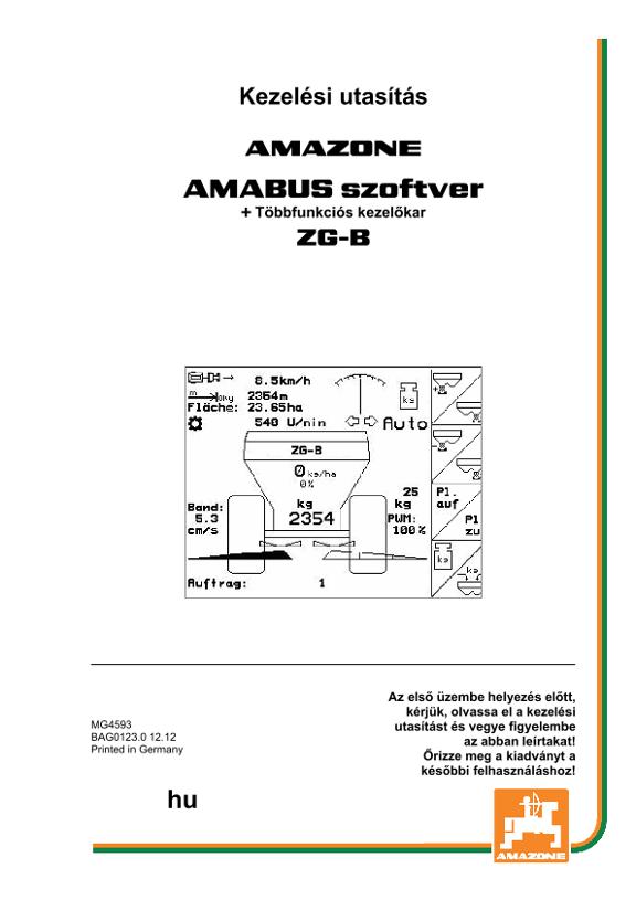 Kezelési útmutató Software AMABUS ZG-B