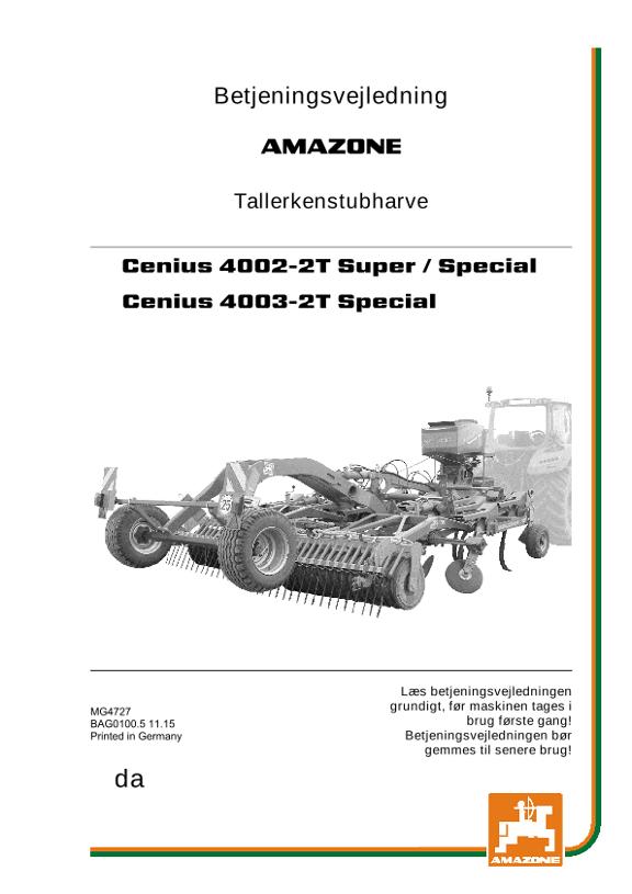 Brugsanvisning CENIUS 4002-2T / 4003-2T
