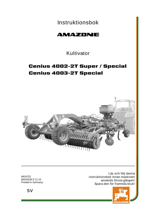 Instruktionsbok CENIUS 4002-2T / 4003-2T