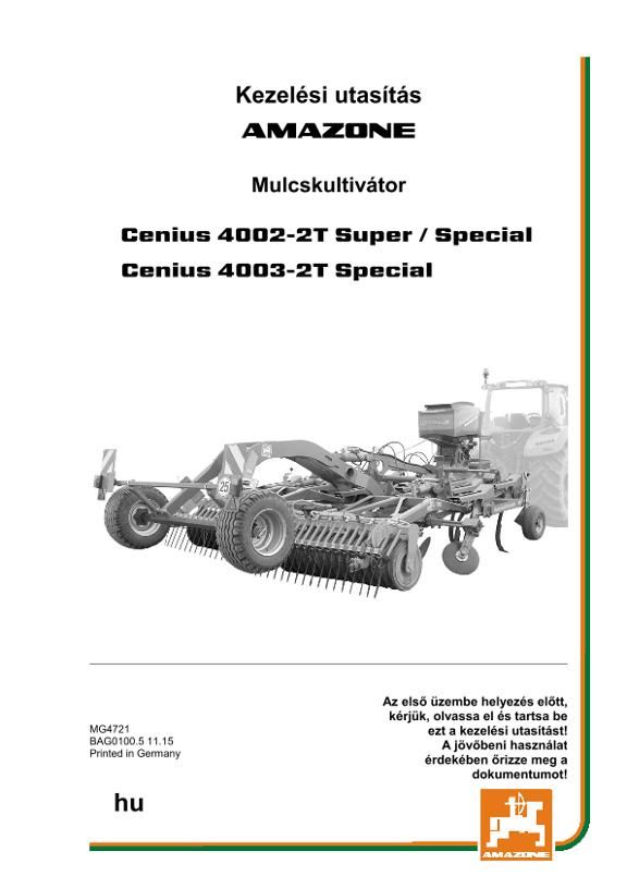 Kezelési útmutató CENIUS 4002-2T / 4003-2T