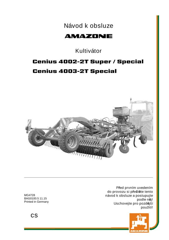 Návod na obsluhu CENIUS 4002-2T / 4003-2T
