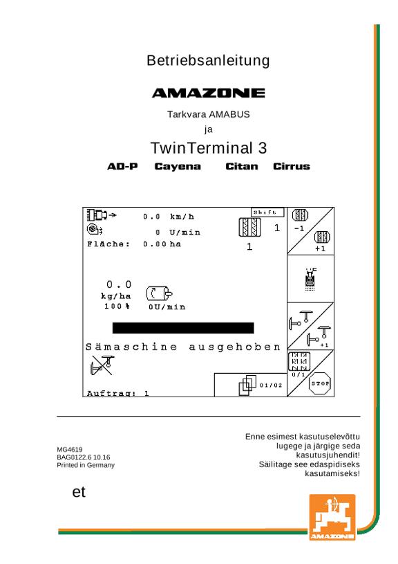 Kasutusjuhend SOFTWARE AMABUS CAYENA/CITAN/CIRRUS/AD-P