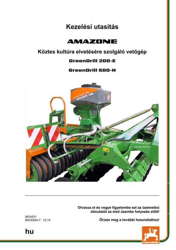 Kezelési útmutató GREENDRILL 200/500