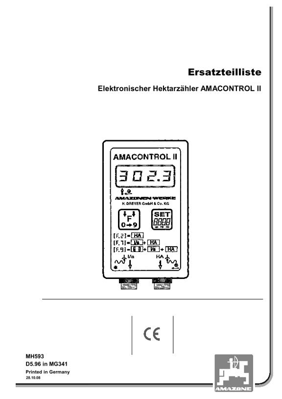 Ersatzteilliste Elektronischer Hektarzähler AMACONTROL II