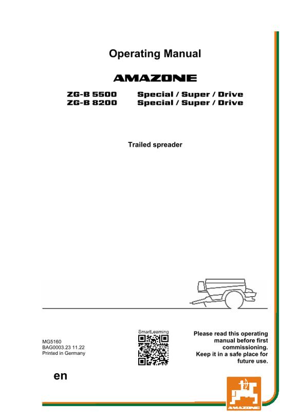 Operation manual ZG-B 5500/8200 SPECIAL/SUPER/DRIVE