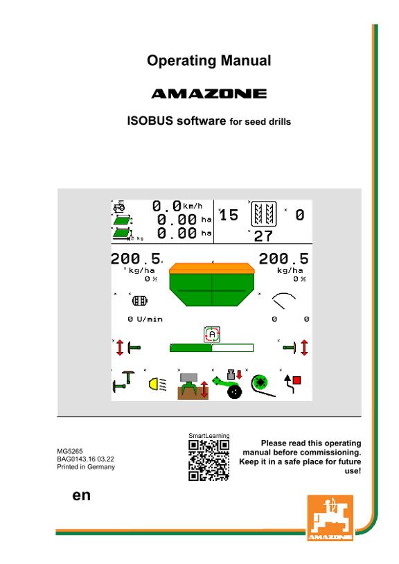 Operation manual ISOBUS SOFTWARE for seed drills