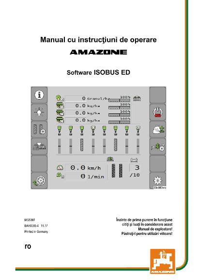 Instrucţiuni de utilizare ISOBUS SOFTWARE ED