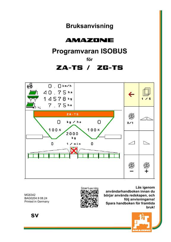 Instruktionsbok  ISOBUS SOFTWARE ZA-TS / ZG-TS 