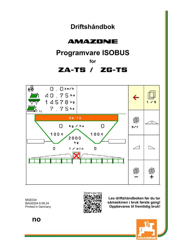 Brugsanvisning ISOBUS SOFTWARE ZA-TS / ZG-TS