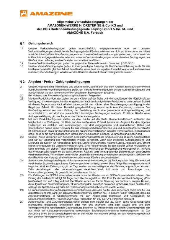 Allgemeine Geschäftsbedingungen der AMAZONEN-Werke 2023