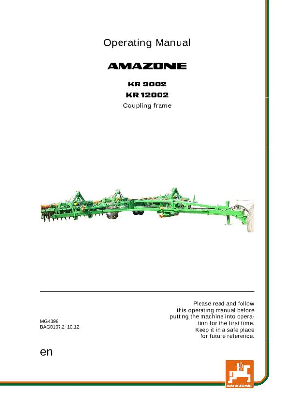 Operation manual KR 9002 / KR 12002