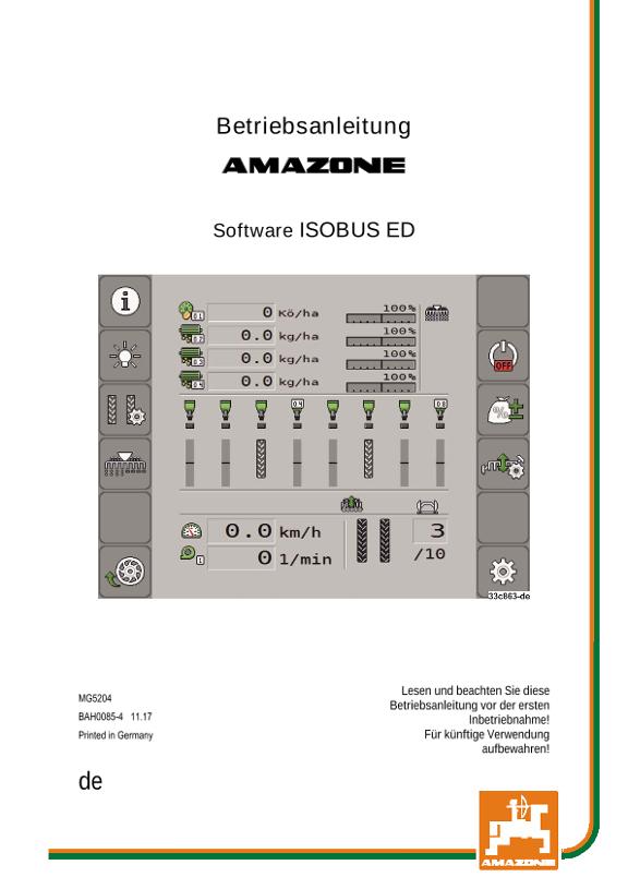 Betriebsanleitung SOFTWARE ISOBUS ED 