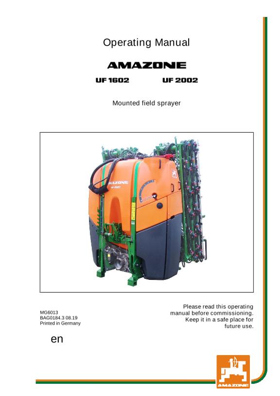 Operation manual UF 1602/2002