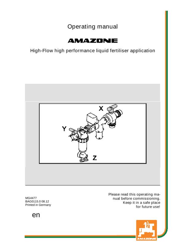 Operation manual HOCHLEISTUNGS-FLUESSIGDUENGUNG 