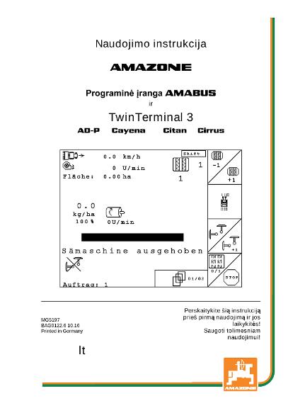 Naudojimo instrukcija SOFTWARE AMABUS CAYENA/CITAN/CIRRUS/AD-P 