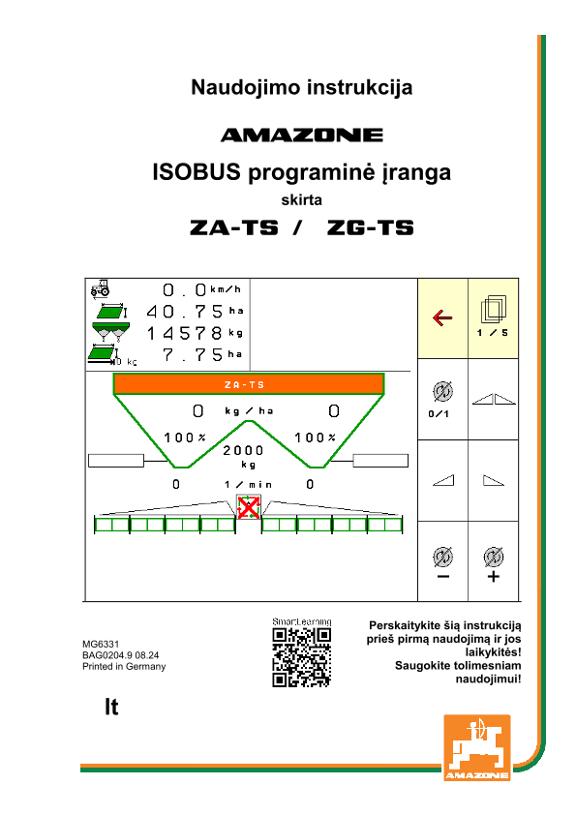 Naudojimo instrukcija ISOBUS SOFTWARE NW ZA-TS / ZG-TS