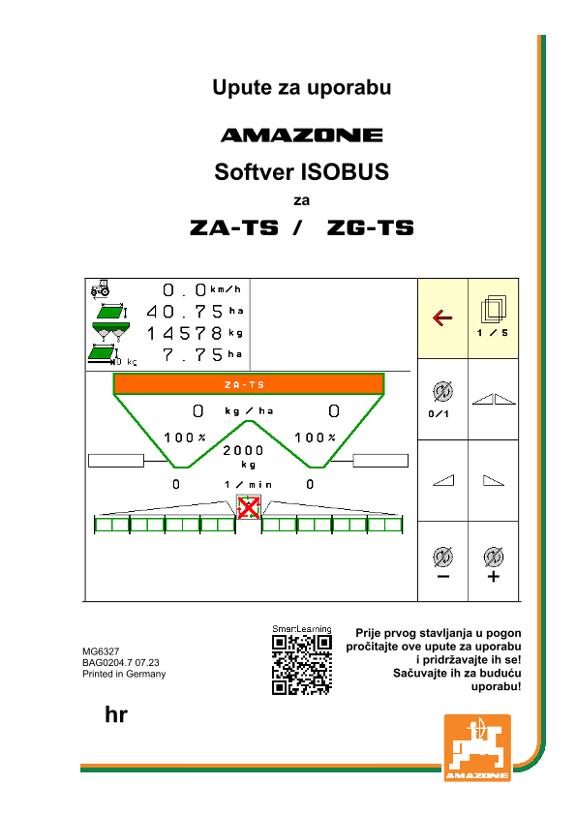 Upute za uporabu ISOBUS SOFTWARE NW ZA-TS / ZG-TS